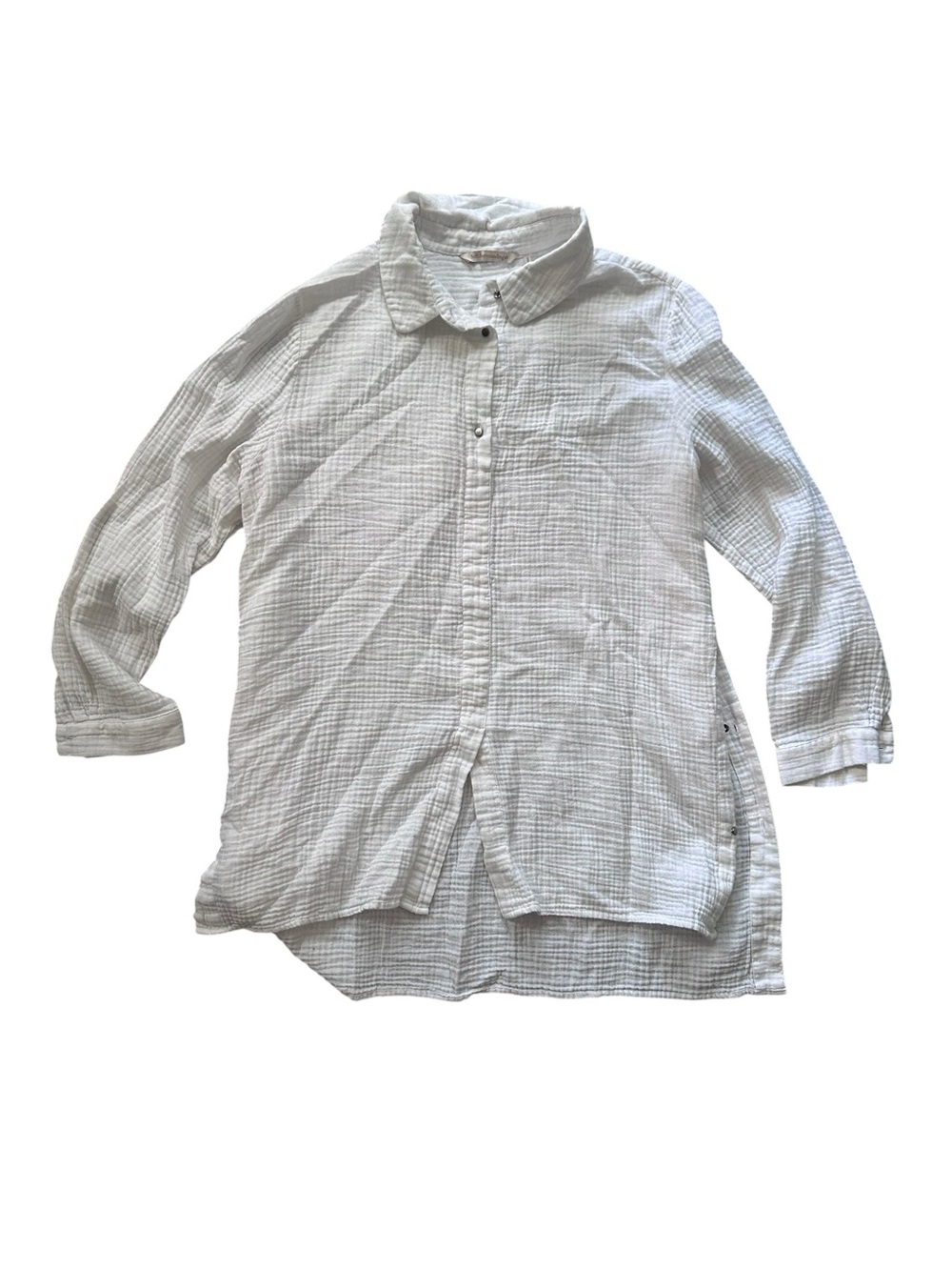 Soft Surroundings White Cotton Gauze Button-Down Tunic Shirt Size PXL
